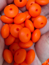 Load image into Gallery viewer, 20 Orange Solid Silicone Lentil  Beads - 12mm
