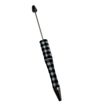 Load image into Gallery viewer, Beadable Plastic Pen, Pen Blank, DIY Pen -Black Plaid
