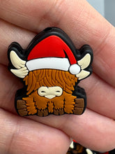 Load image into Gallery viewer, Highland Cow with Santa Hat  Silicone Focal Bead
