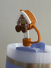 Load image into Gallery viewer, Gingerbread House Silicone Straw Topper
