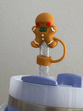 Load image into Gallery viewer, Gingerbread Man Silicone Straw Topper
