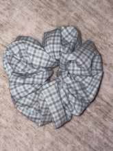 Load image into Gallery viewer, Cloudy Gingham Scrunchie | Handmade Oversized Hair Tie
