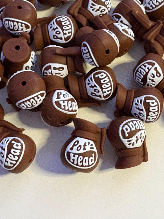 Pot Head Coffee 3d Silicone Focal Bead