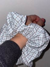 Load image into Gallery viewer, Cloudy Gingham Scrunchie | Handmade Oversized Hair Tie
