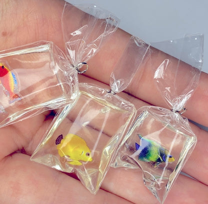 *Fish in Bag* resin charms 3 pieces