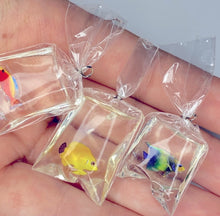 Load image into Gallery viewer, *Fish in Bag* resin charms 3 pieces
