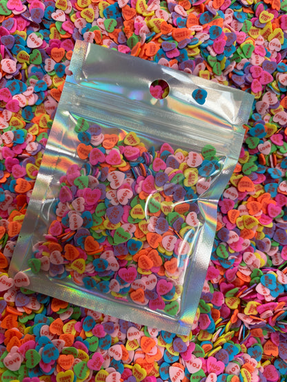 Tiny Conversation Hearts Polymer Clay Sprinkles 0.5 oz bag